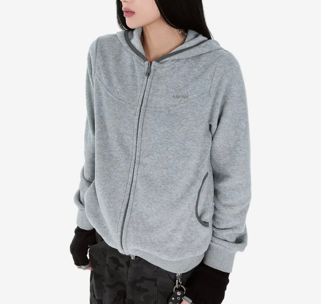 아캄 Incision Terry Zip-Up Hoodie (Gray)  상품이미지3