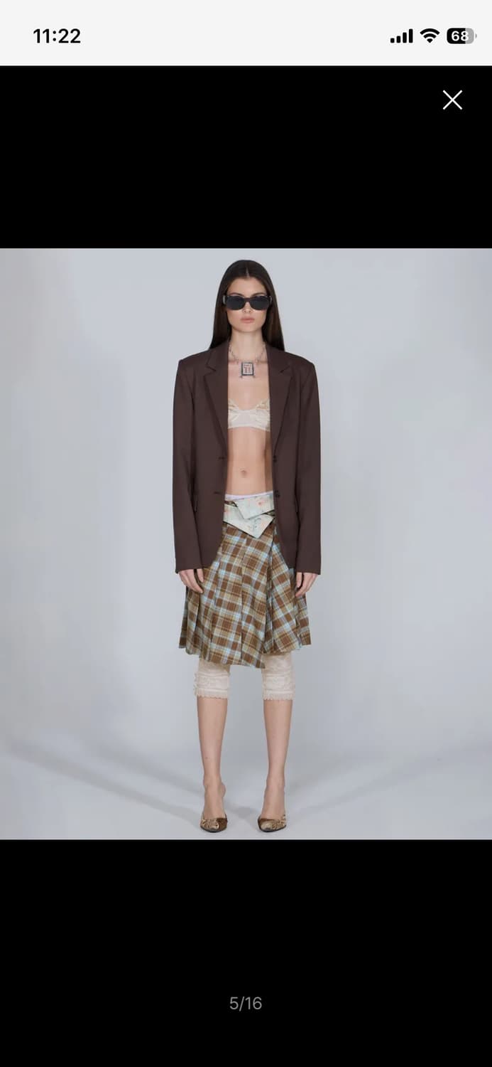 스컬프터 체크 미디 스커트 상품이미지3