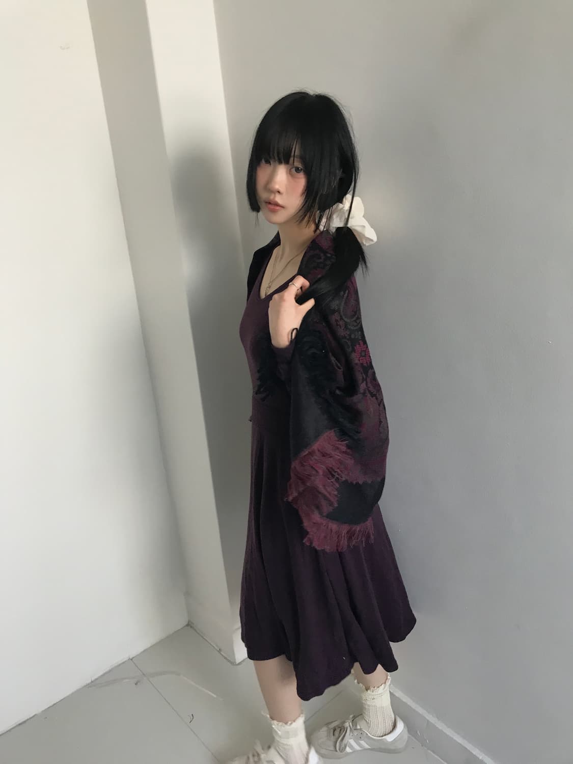 Purple knit ruffler dress 상품이미지4