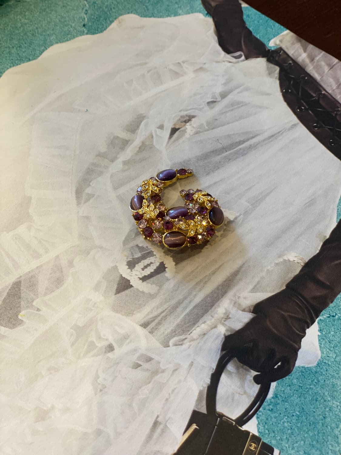 빈티지 퍼플 캣아이 브로치 상품이미지6