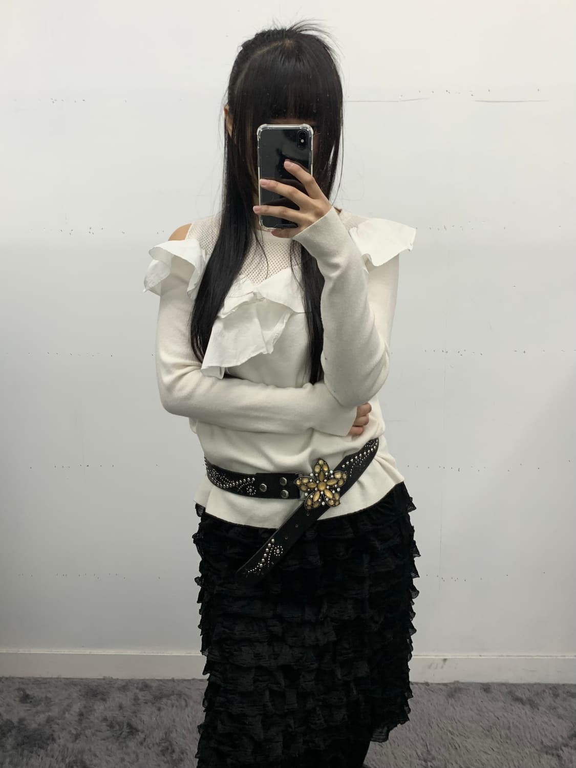 프릴 오프숄더 니트 상품이미지3