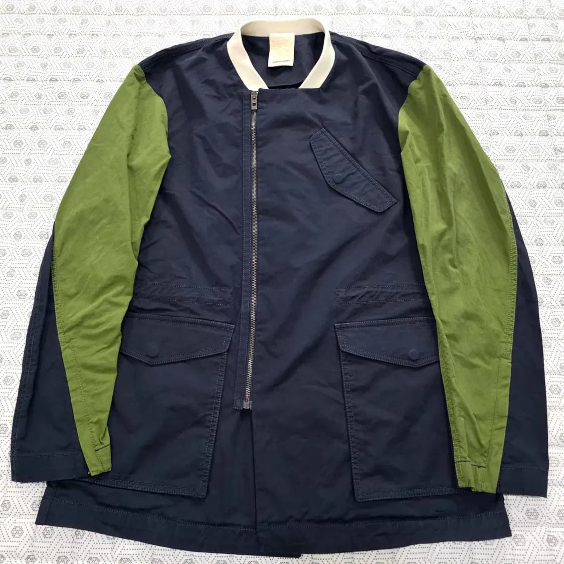 우영미 네이비/그린 배색 블루종 자켓 100 상품이미지2