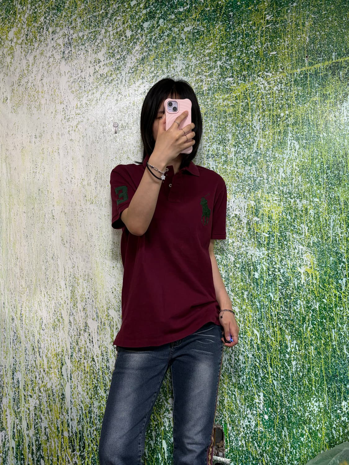 폴로 빅포니 치프키프 와인 버건디 반팔 카라 티셔츠 M 상품이미지2