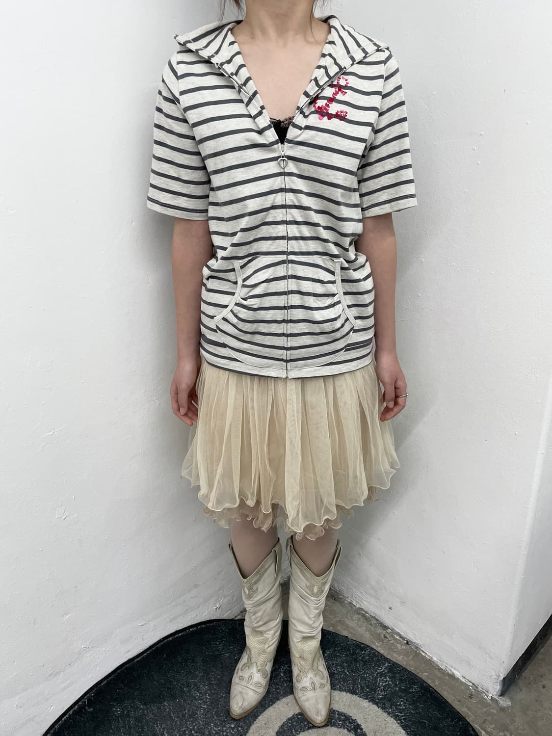 스트라이프 키치 하프 집업 상품이미지3