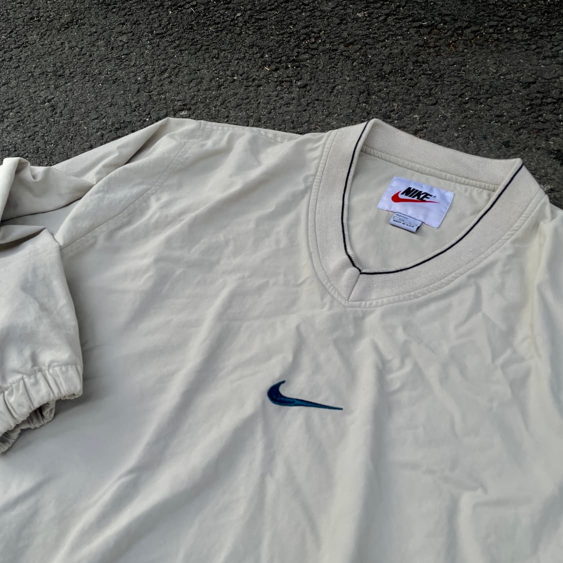 90s 나이키 USA 미드 스우시 오트밀 올드스쿨 웜업 바람막이 XL 상품이미지2