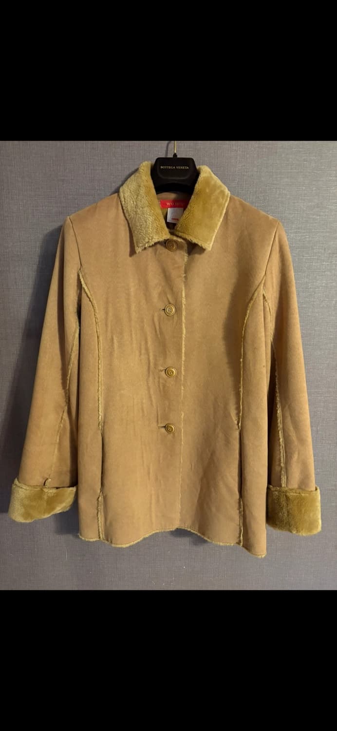 WO HOP 베이지 스웨이드 양털 무스탕 자켓 상품이미지1