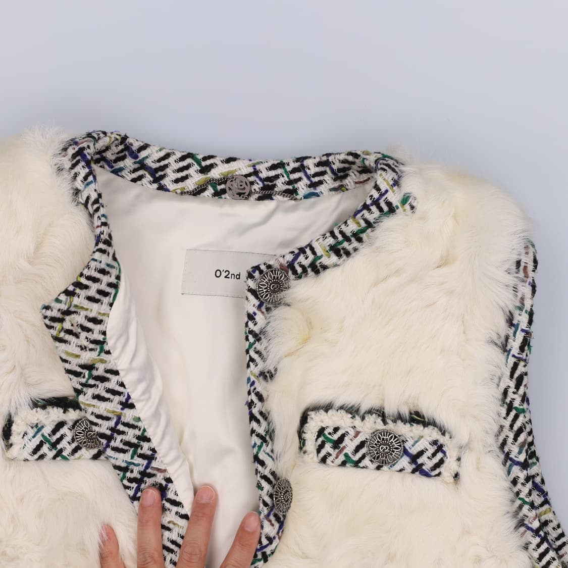 82 한섬오즈세컨 트위드 퍼 조끼 0401H1 상품이미지3