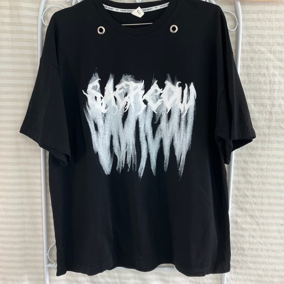 빈티지 블랙 스트리트 프린팅 반팔 971 y2k 스트릿 갸루 펑키 일본빈 상품이미지1