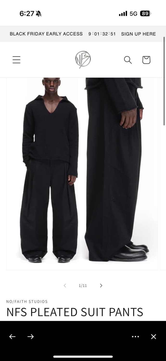 노페이스 스튜디오 NFS PLEATED SUIT PANTS BLACK 상품이미지1