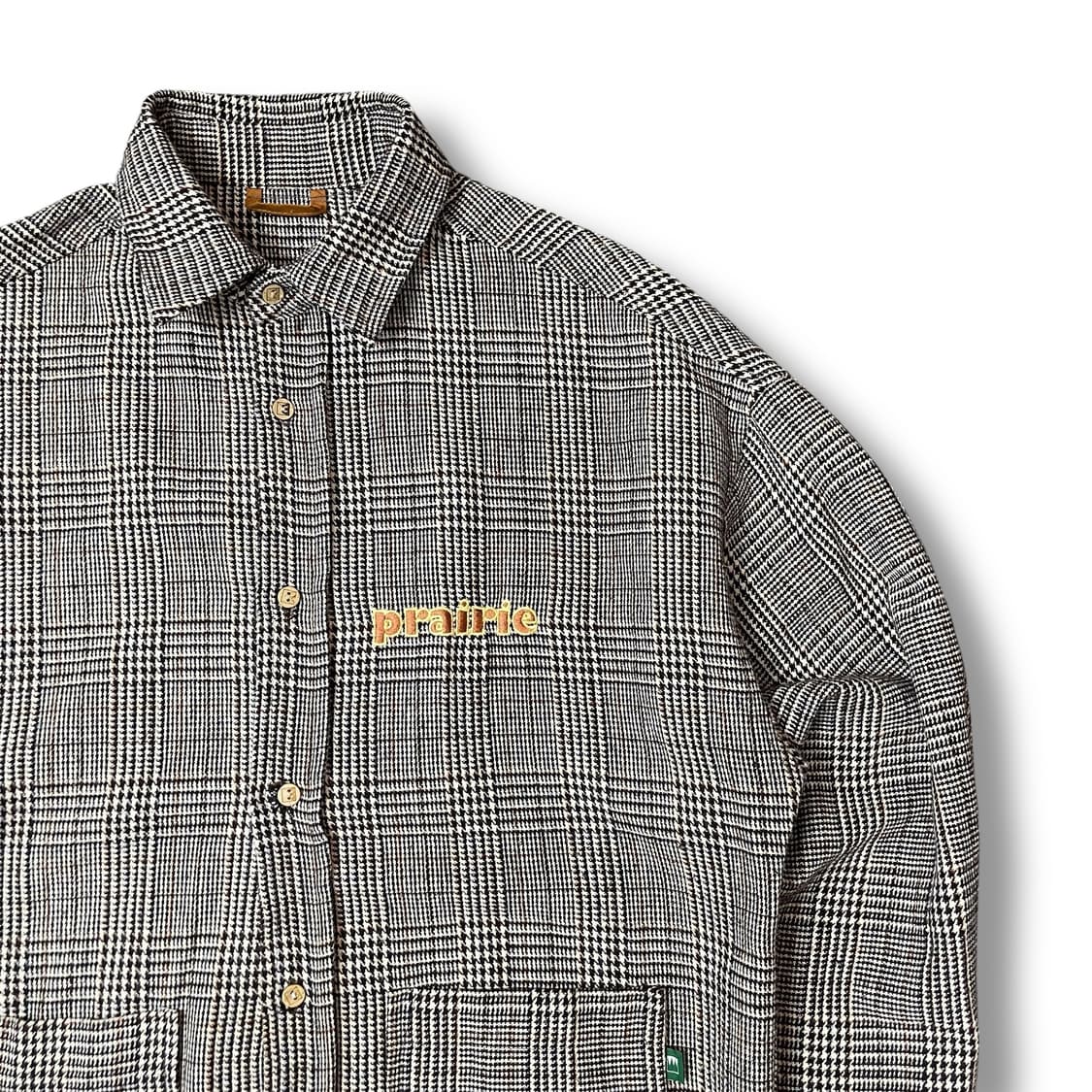 빈티지 브라운 하운드체크 자수 워크 셔츠 자켓 S 상품이미지3