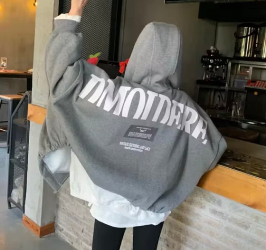 오버핏 그레이 약기모 후드집업 미착용 새제품 상품이미지2