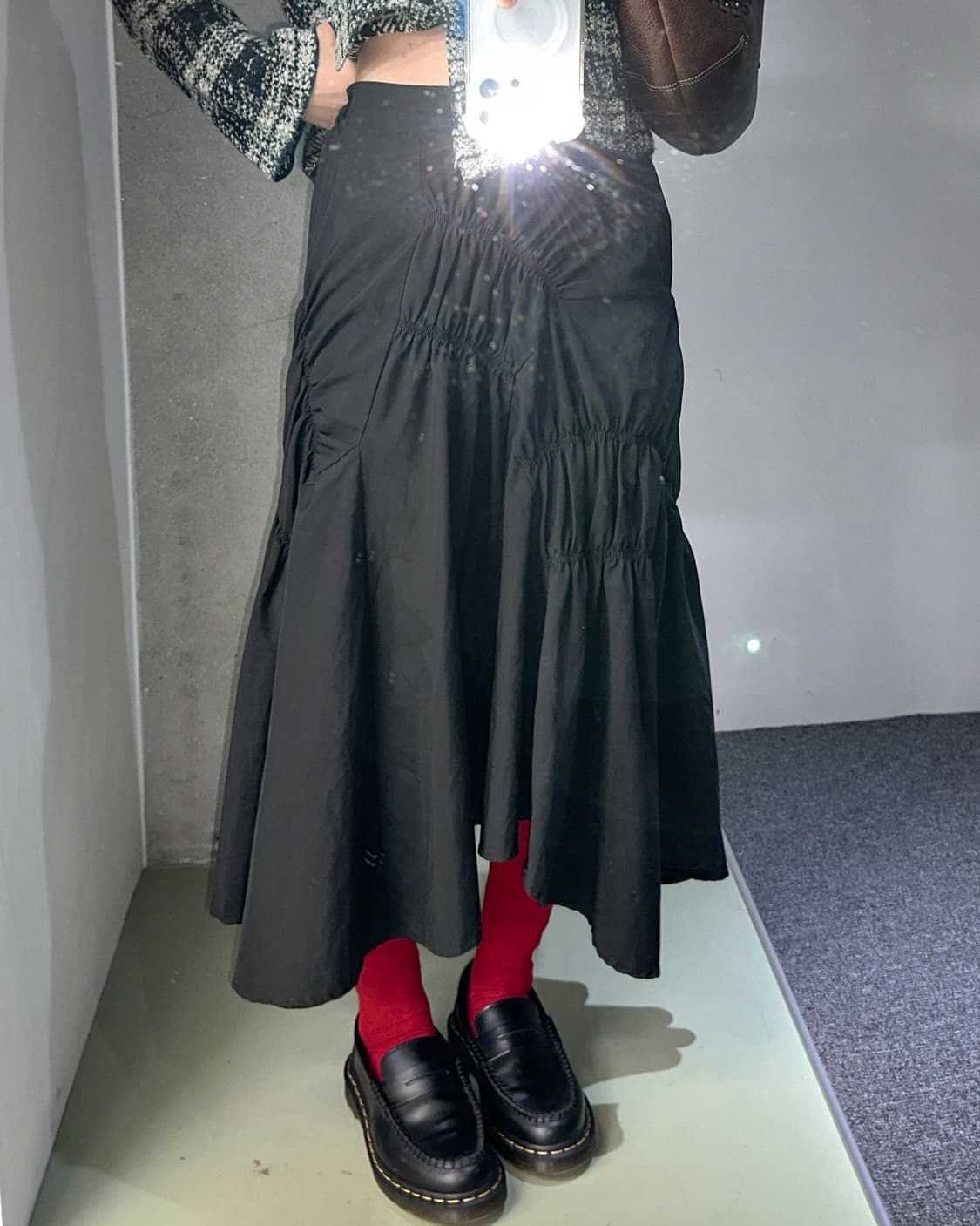 black shirring point long skirt 상품이미지1
