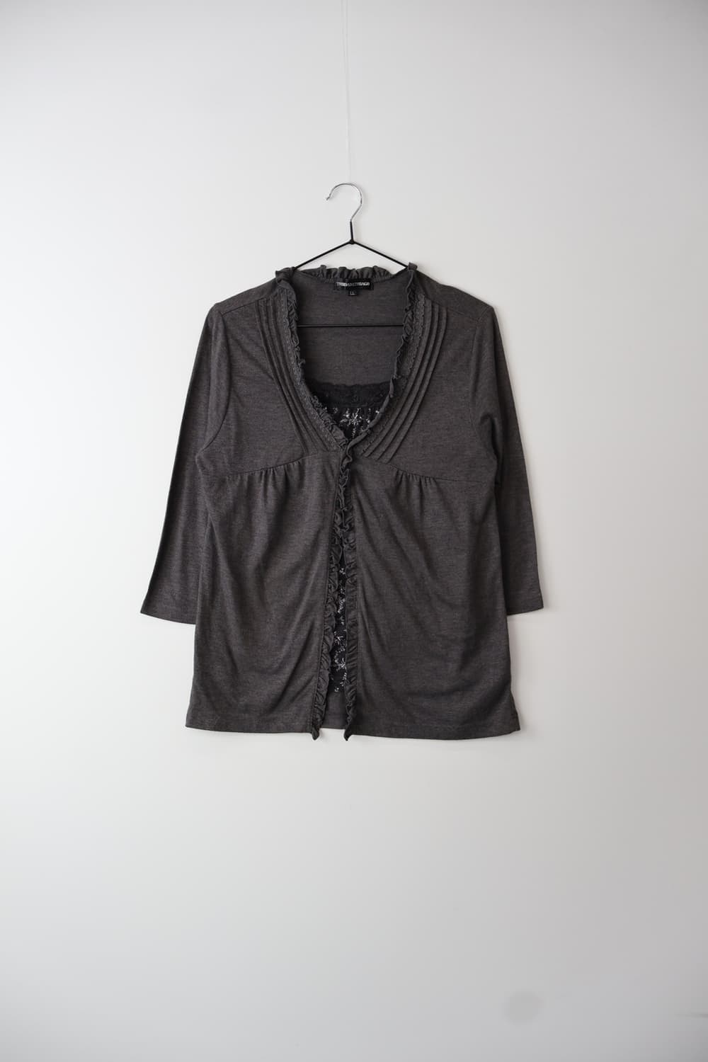 Jpn Grey Ruffle Trim Layered Top 상품이미지4