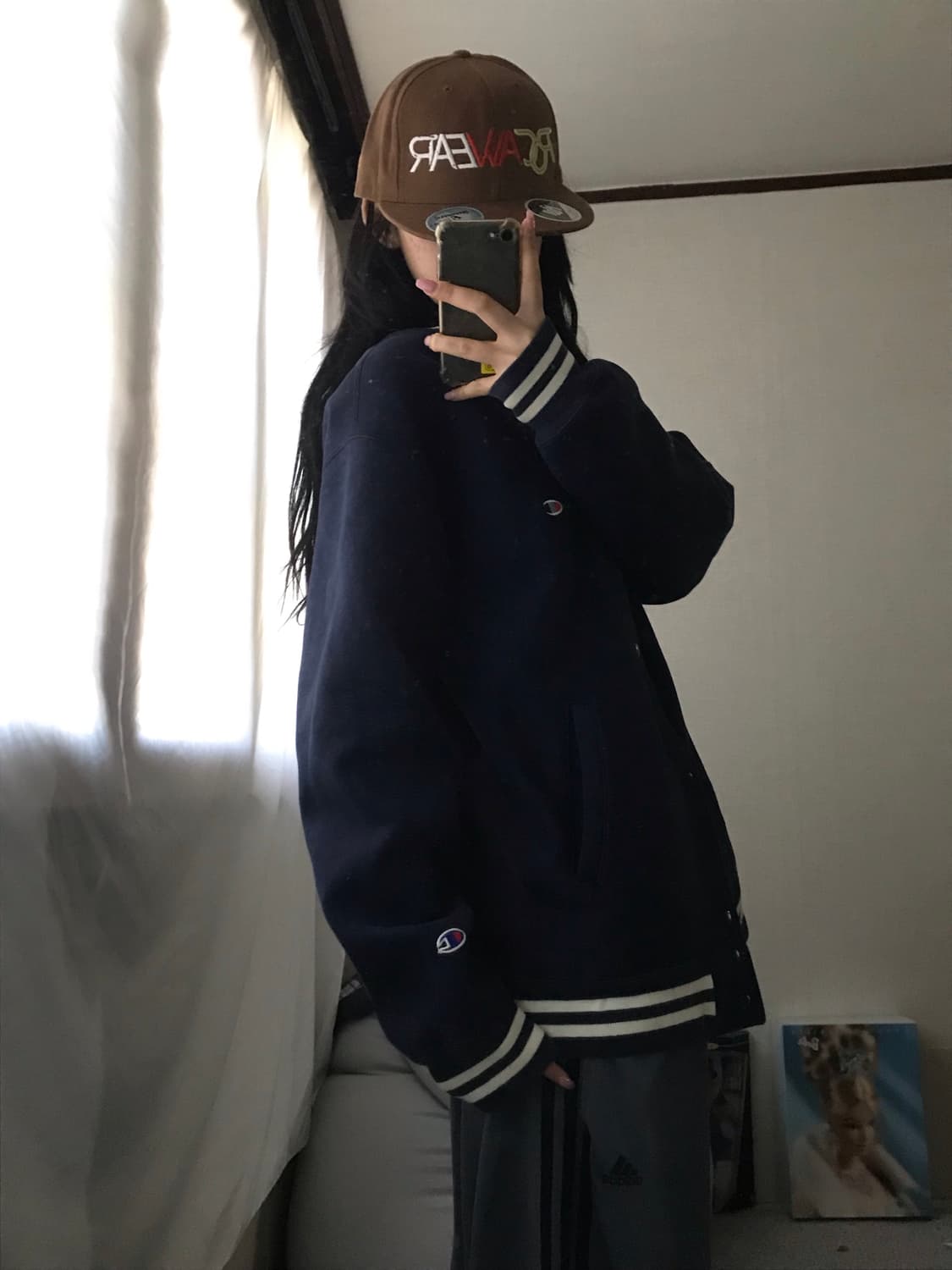 챔피온 네이비 오버핏 바시티자켓 상품이미지5