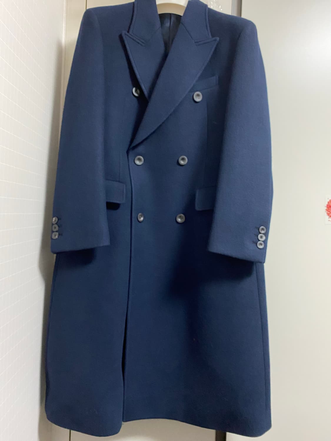 새상품)아틀리에델디오 멜톤 울 더블 코트100-다크네이비 상품이미지3