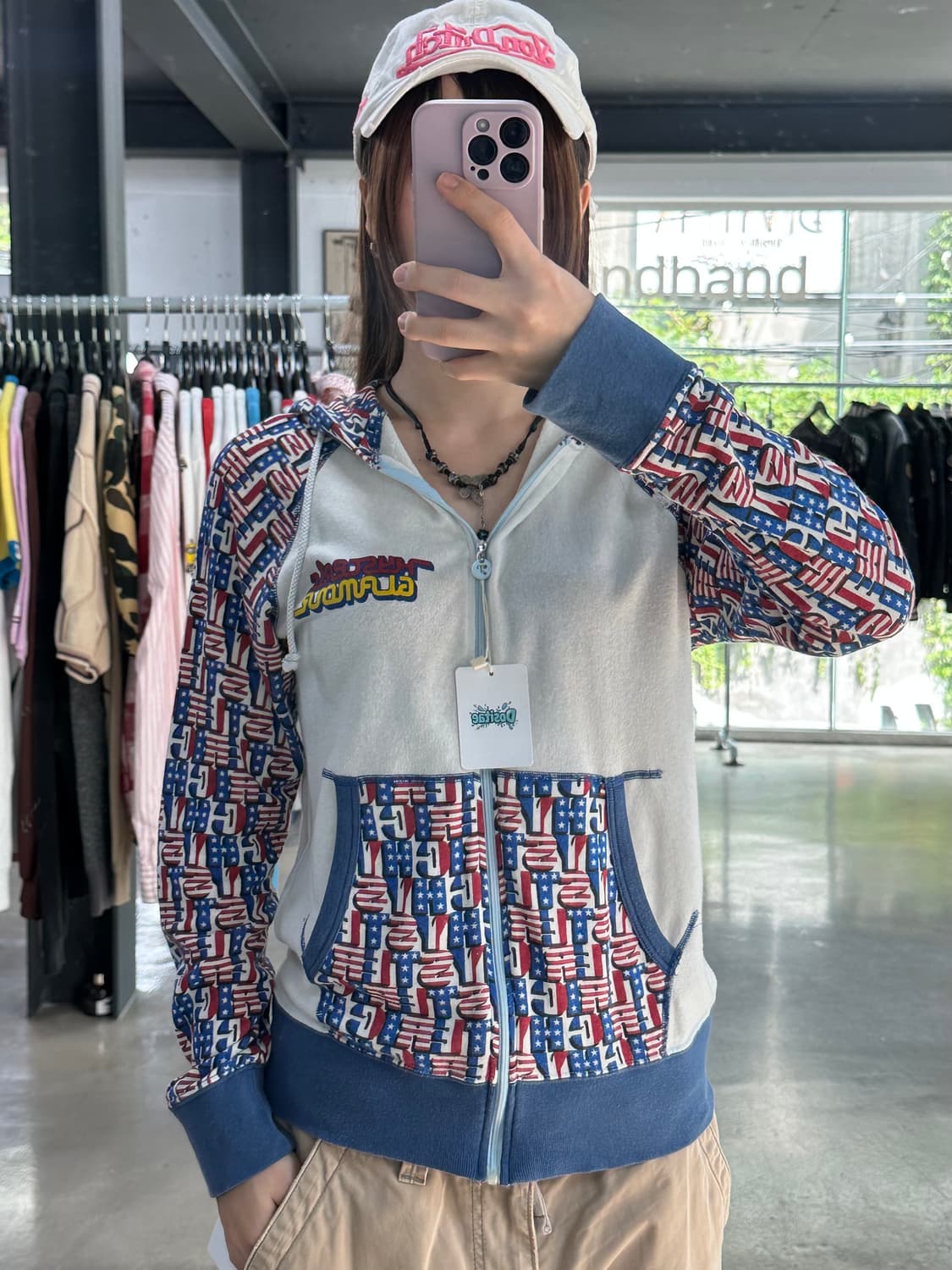 히스테릭글래머 90‘s 성조기로고프린팅 후드집업 상품이미지3