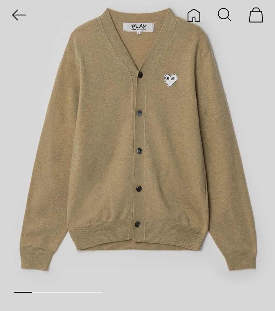 꼼데가르송 플레이) 카멜 브이넥 가디건-화이트 하트 와펜 상품이미지1