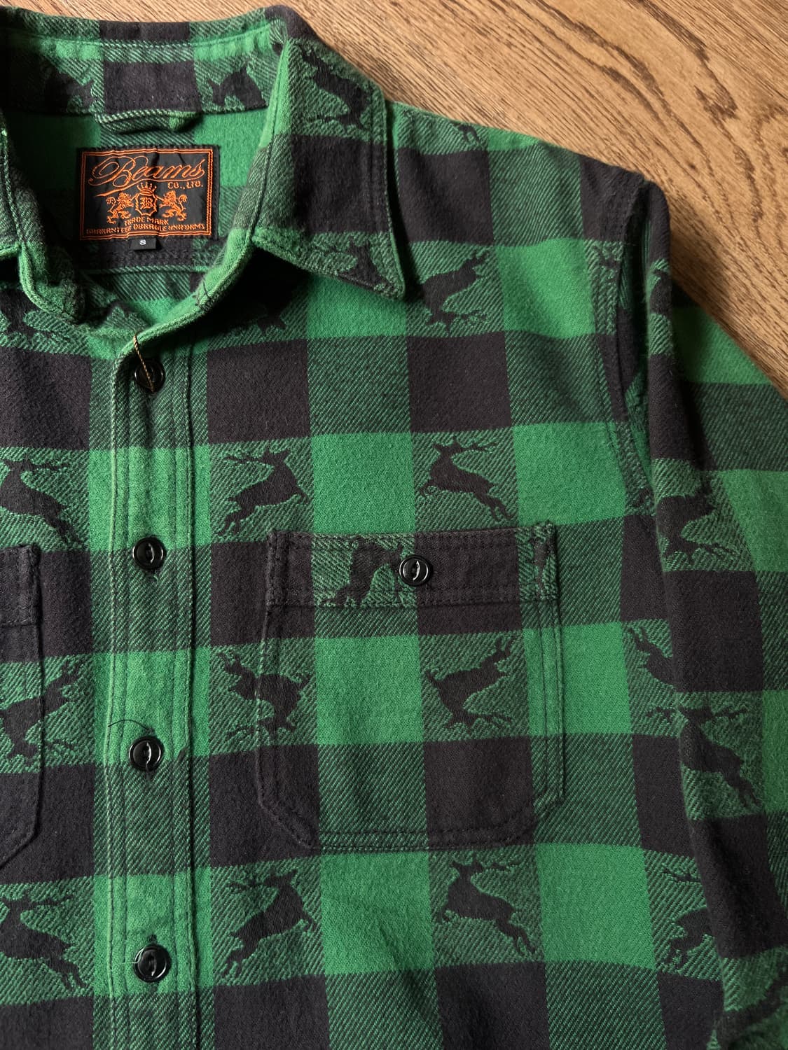 [S]BEAMS 빔즈 레인디어 그린 버팔로 체크 플란넬 셔츠 상품이미지3