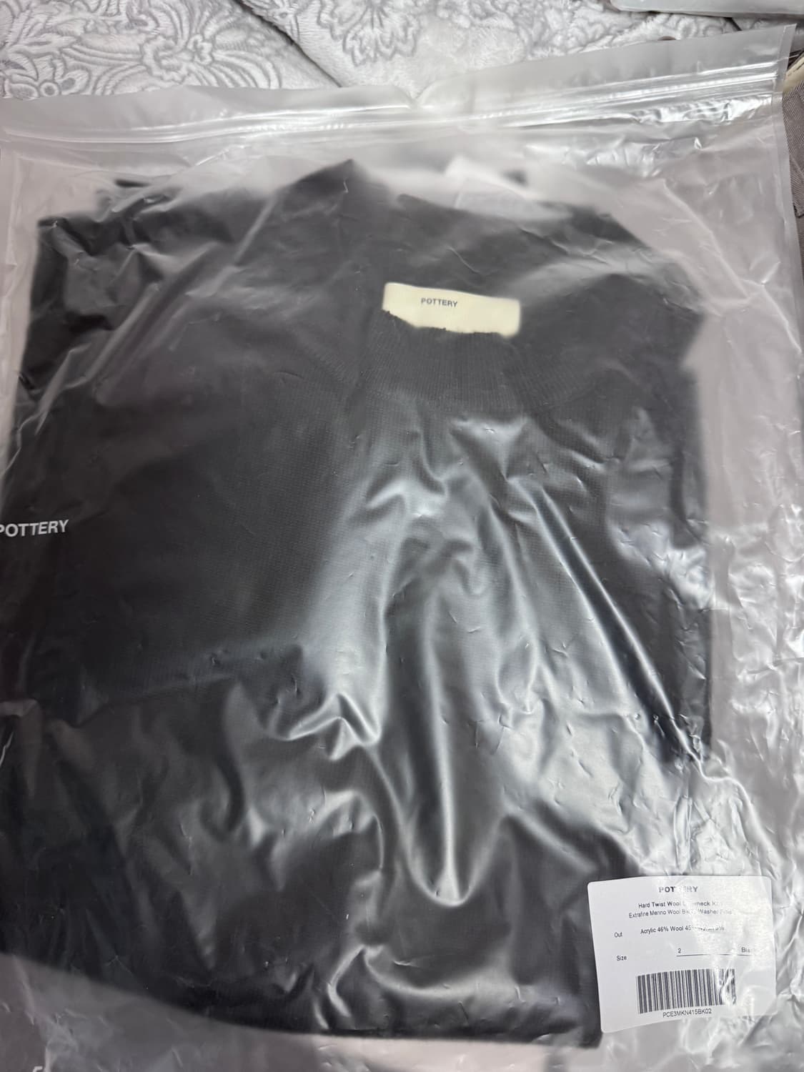 포터리 하드 트위스트 크루넥 니트 블랙, 차콜 2 새상품 상품이미지3