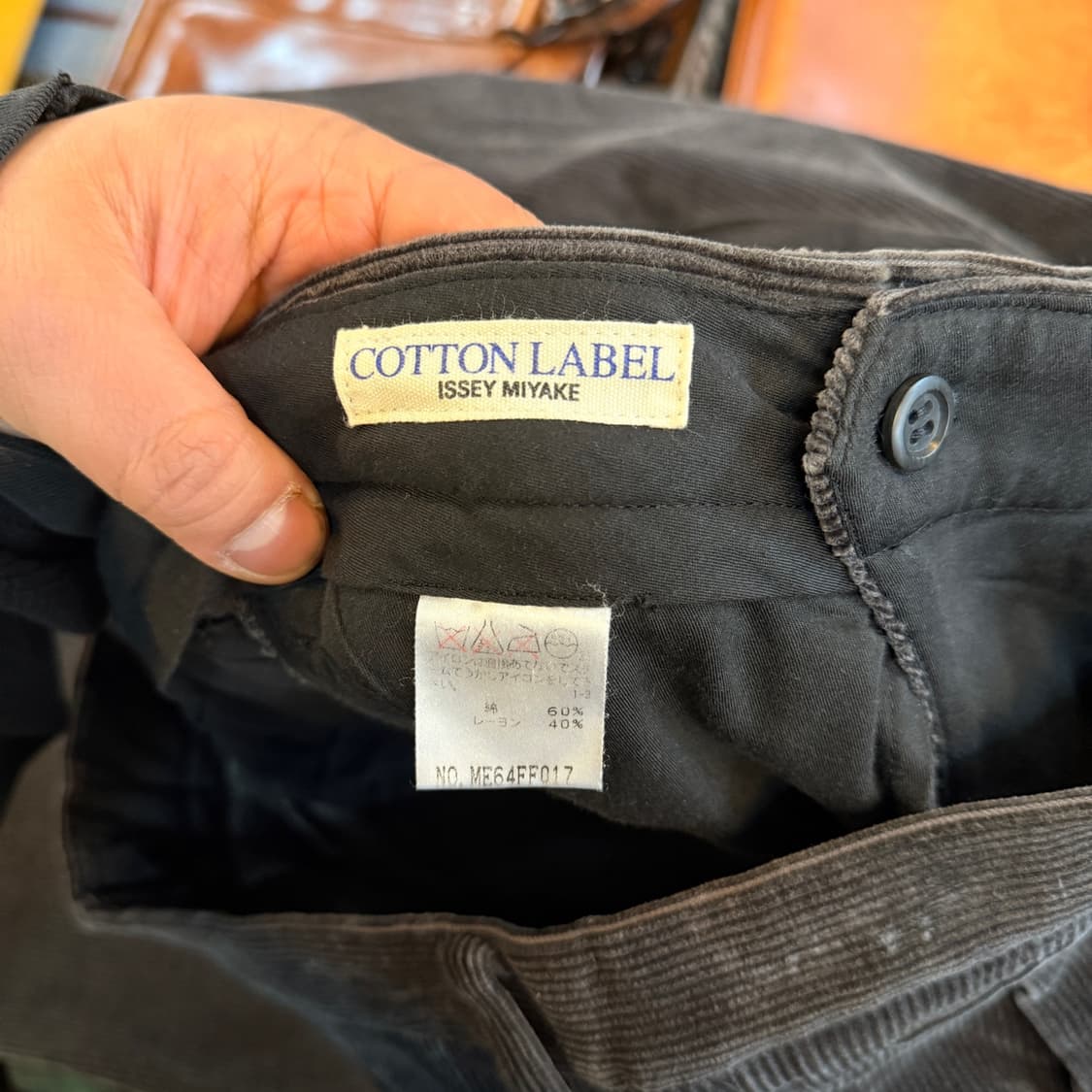 90S 이세이미야케 코튼라벨 차콜 그레이 코듀로이 팬츠 바지 34 상품이미지7