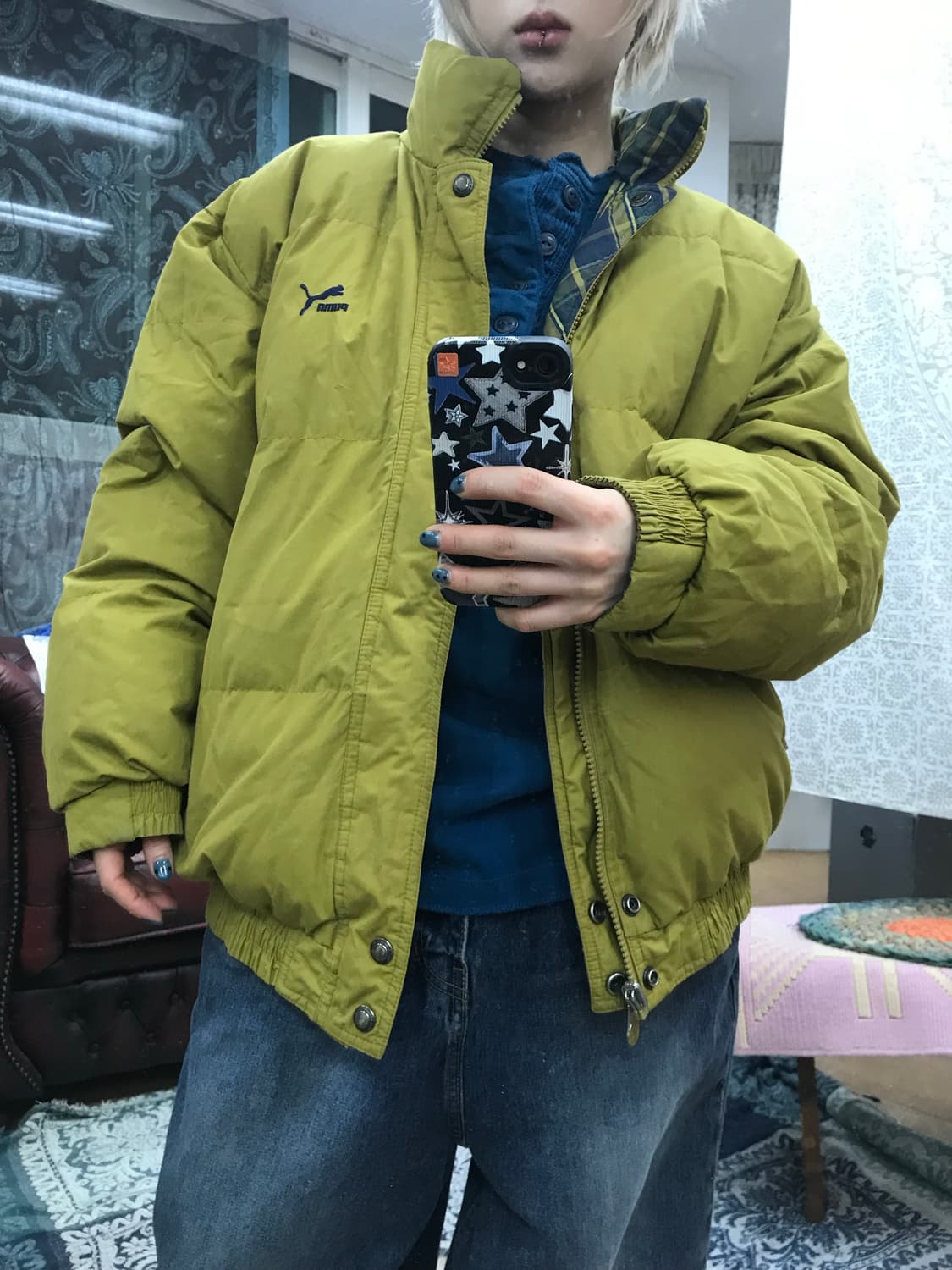 퓨마 90‘s 올드스쿨 리버시블 덕다운 체크 패딩  상품이미지2