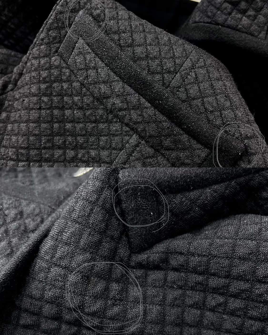 쿠레쥬 블랙 울 캐시미어 퀄팅 롱코트 꾸레쥬 상품이미지10