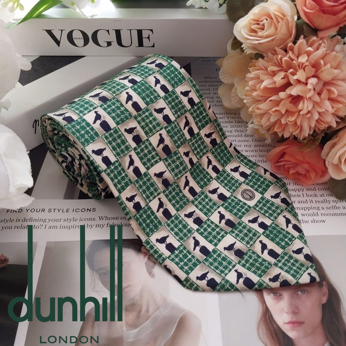 던힐 실크 그린 새 패턴 체크 넥타이 9.8cm A등급 K1899
 상품이미지2