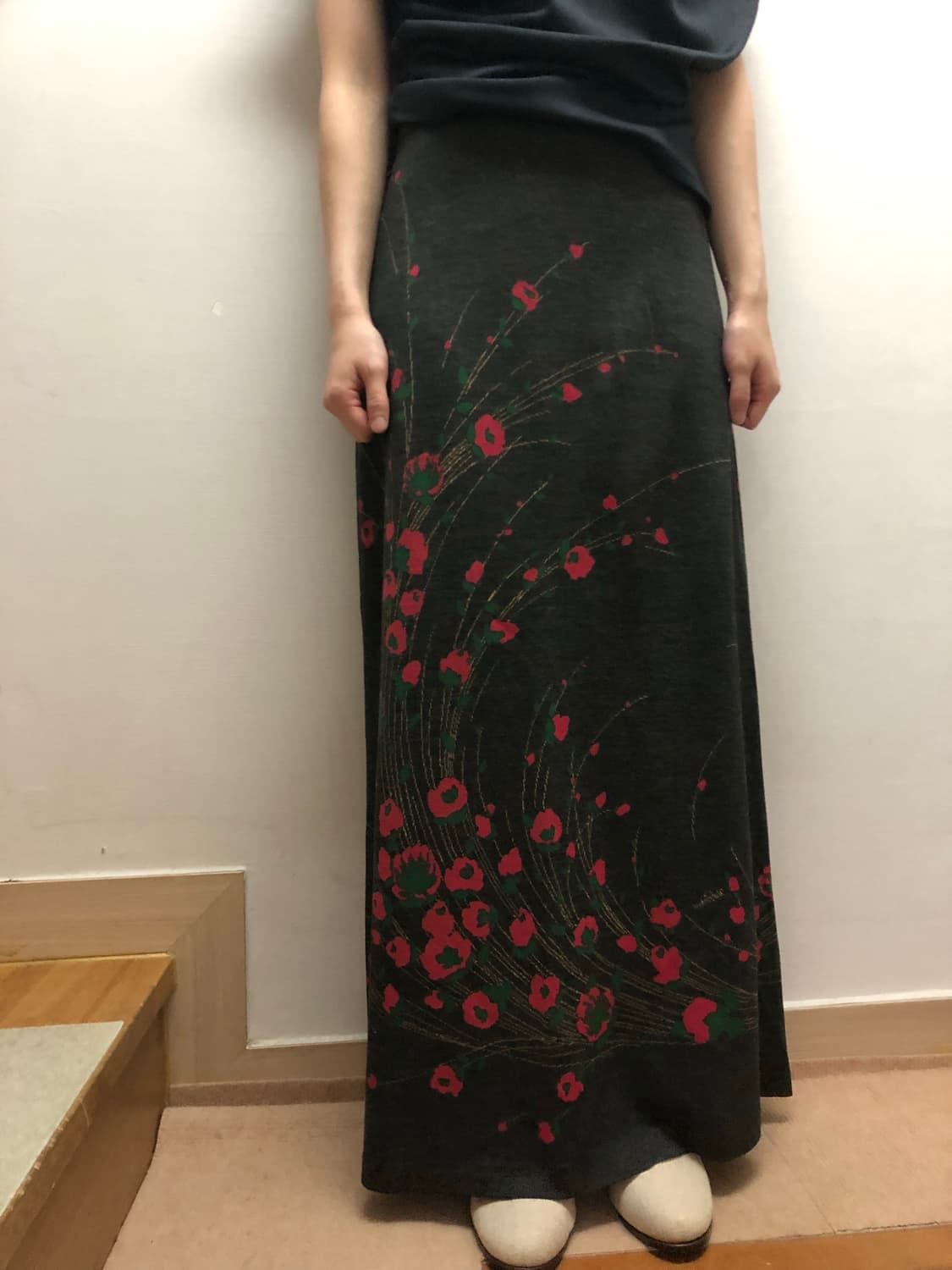 빈티지 딥그레이 오리엔탈 롱 스커트 상품이미지6