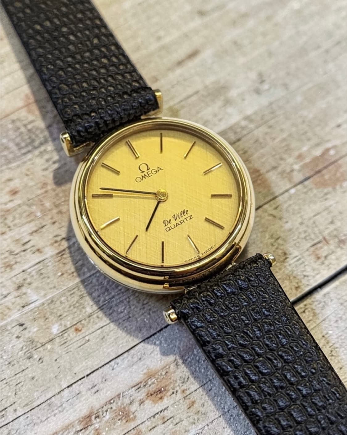 [데드스탁] 빈티지 오메가 드빌 리넨 골드 쿼츠 - 푸시버튼 모델 상품이미지2
