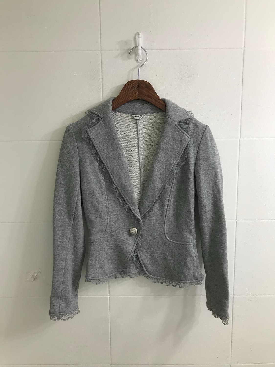 그레이 니혼진 프레피 딱붙 레이스 블레이저 코디세트 상품이미지5