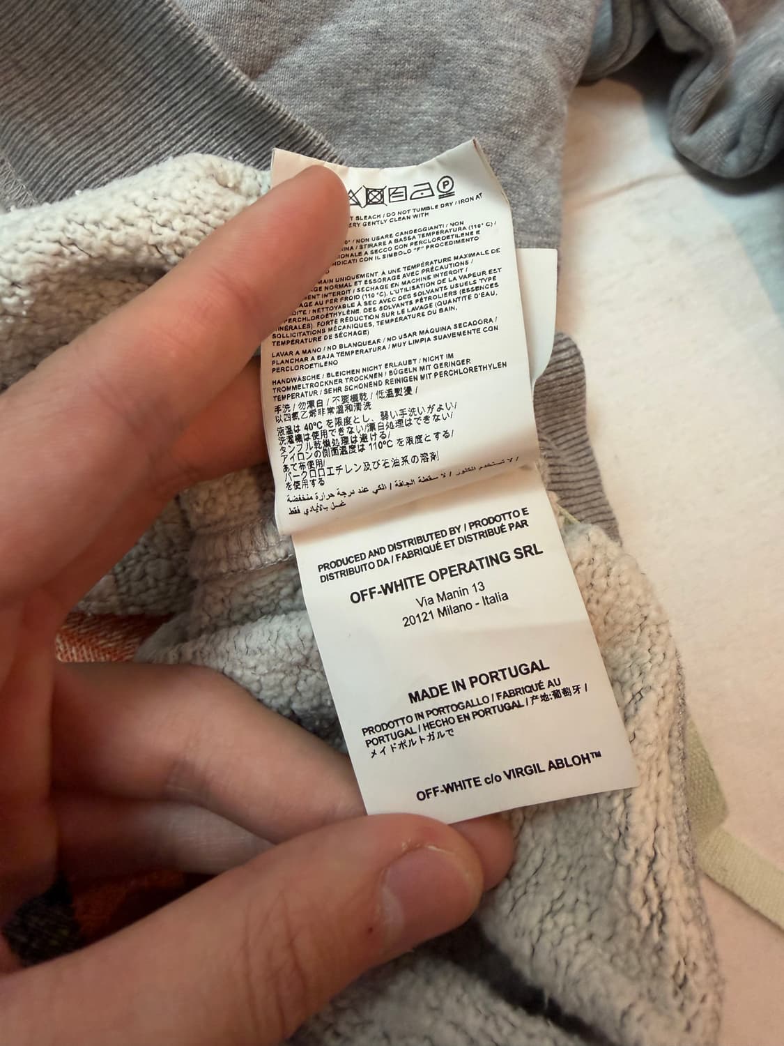 오프화이트 버질 체커보드 애로우 자수 맨투맨 그레이 상품이미지8