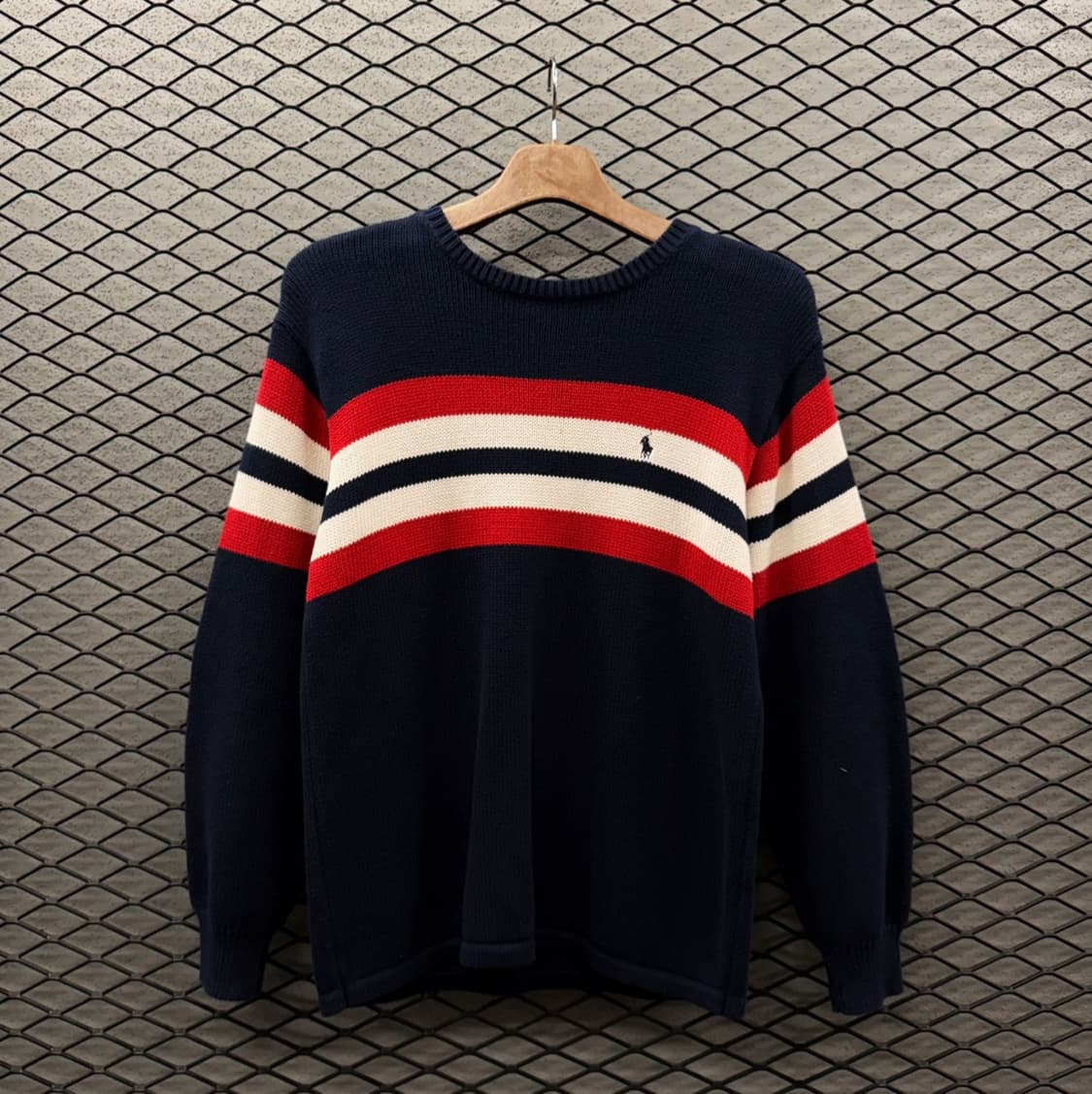 폴로 랄프로렌 스트라이프 코튼 니트 솔리드 텍스쳐 멀티컬러 라인 디테일 상품이미지2