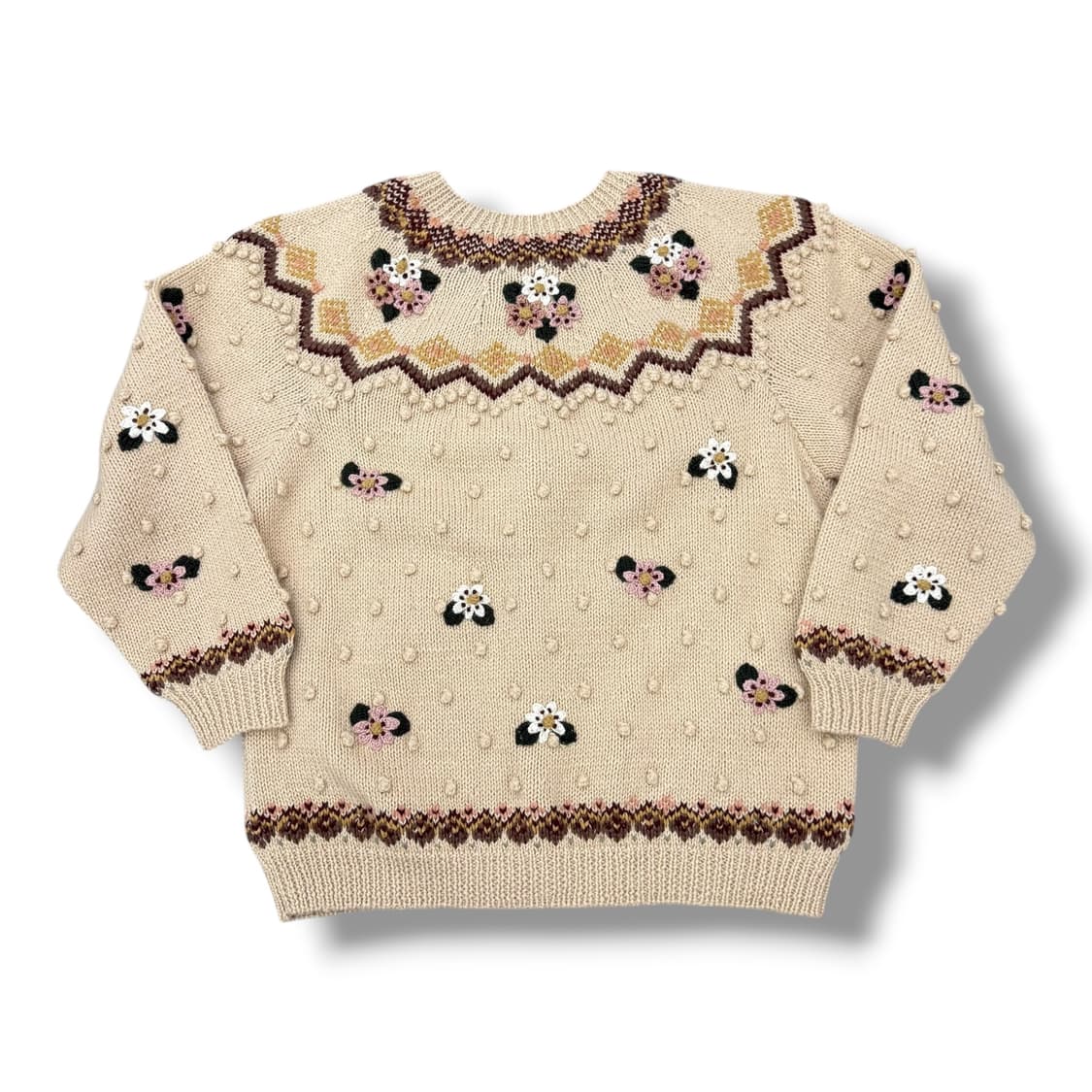 JPN 빈티지 패턴 폼폼이 플라워 울 니트 가디건  상품이미지2