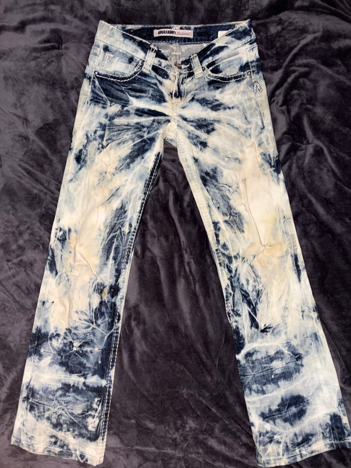 BUCKAROO y2k깔 로우 마블링 은장 고딕 빈티지 데님 디스트로이진 상품이미지1