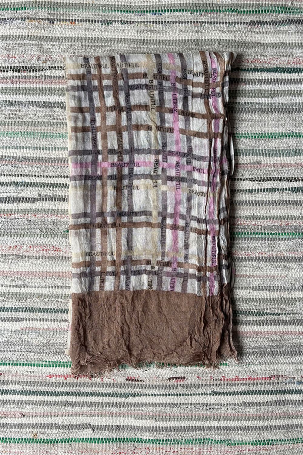 Pink Brown Checkered Scarf 상품이미지3