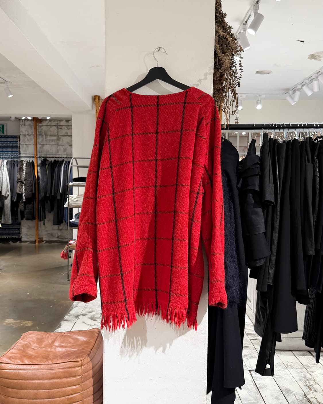 드리스 반 노튼 레드 울 체크 풀오버 니트 상품이미지7