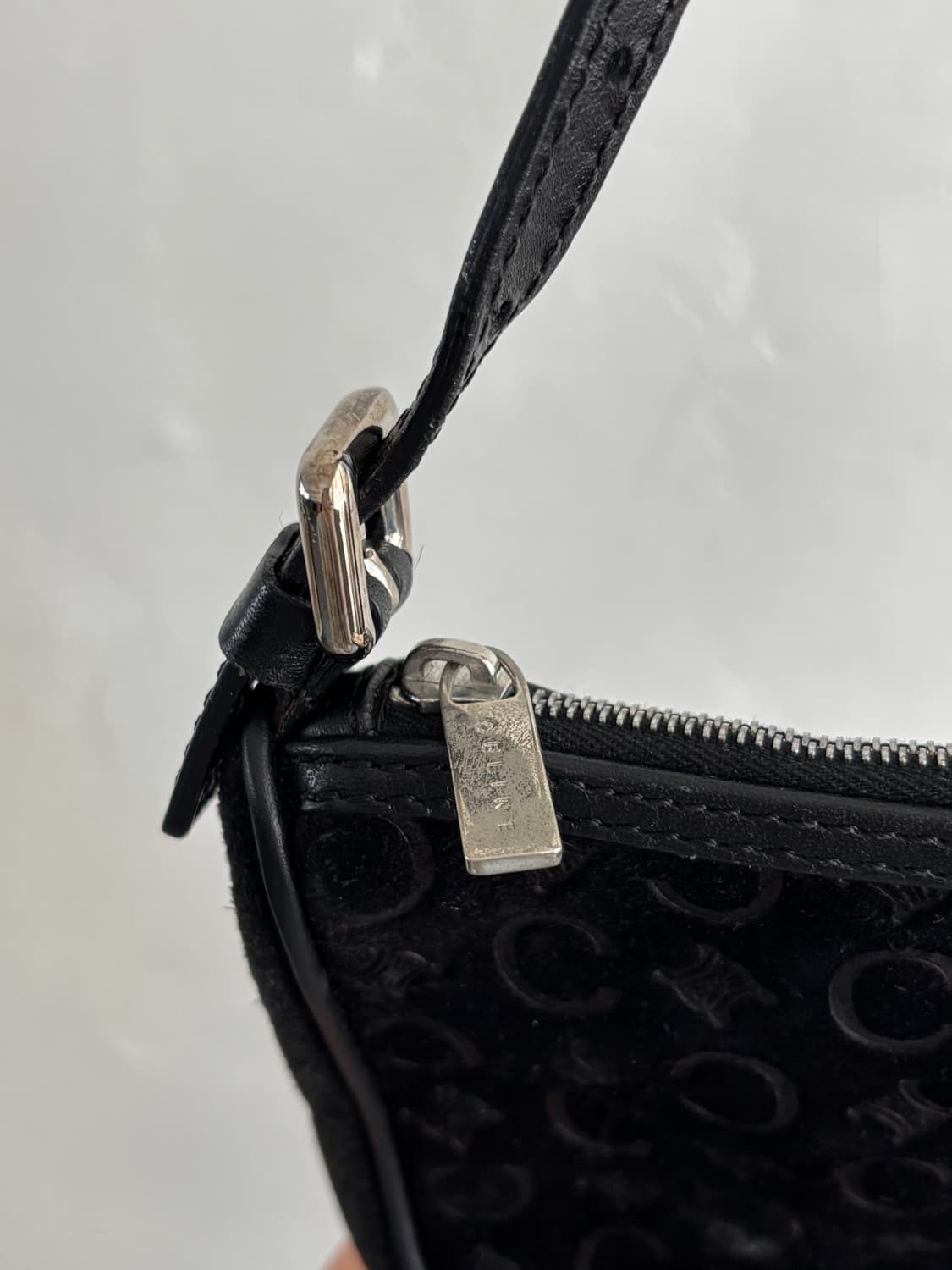 Celine 셀린느 빈티지 블랙 스웨이드 마카담 백 상품이미지4