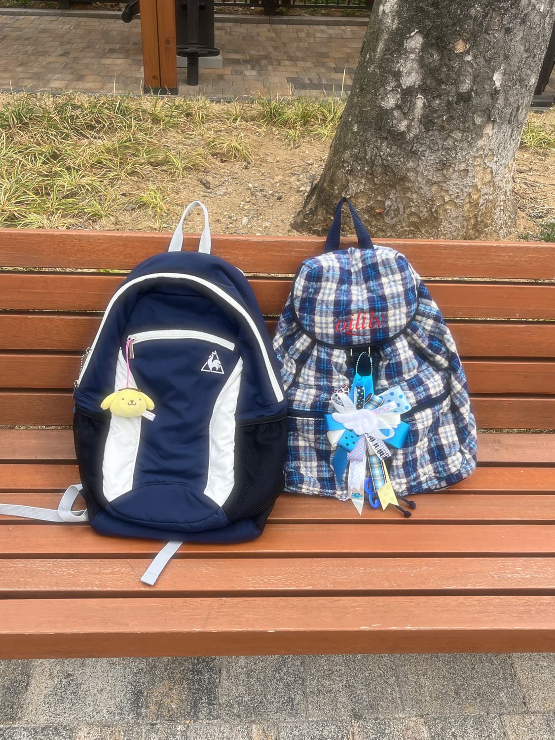 오일릴리 블루 체크 백팩🌀 상품이미지2