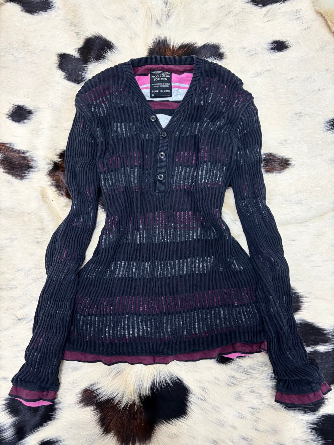 [Nicole]Black&Pink Stripe Layered Sleeve 상품이미지1