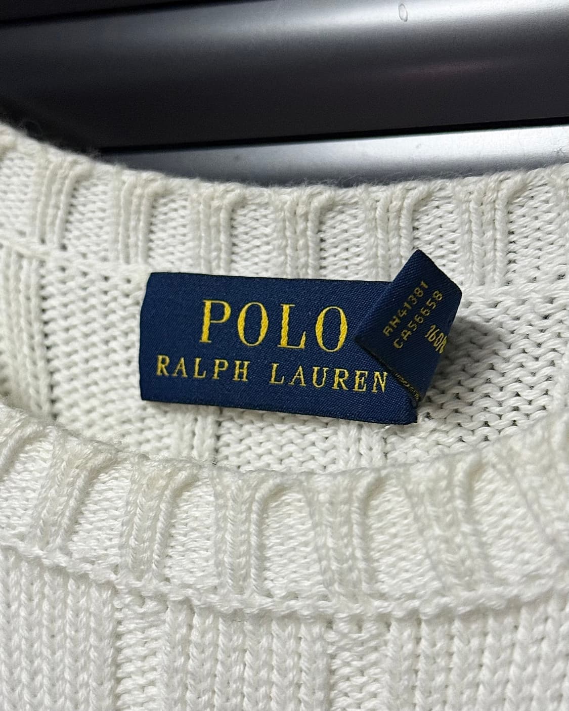 폴로 랄프로렌 화이트 흰색 꽈배기 스웨터 니트 긴팔 코튼 면 S 90 상품이미지5