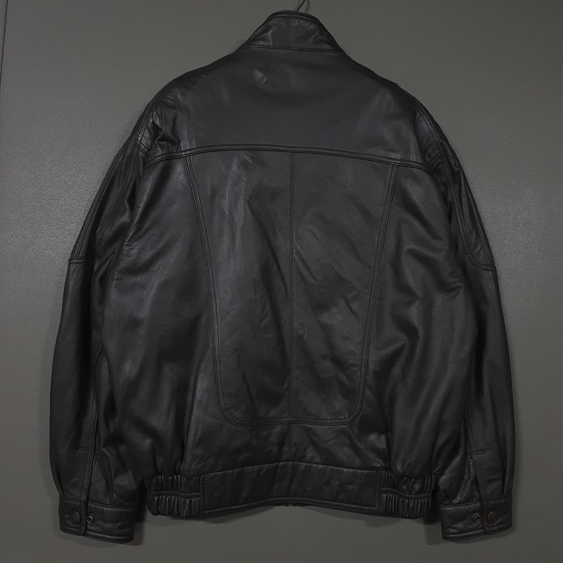 95 (M) HUNKY 고급 양가죽 블루종 램스킨 레더 봄버 블락 자켓 상품이미지10