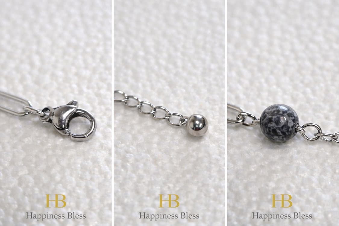 ​[내추럴 앤 시크] 써지컬 클립 체인 맵 재스퍼 팔찌 상품이미지3