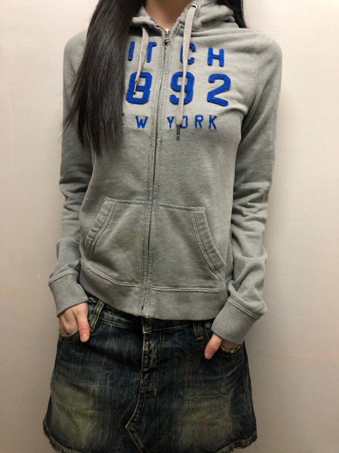 빈티지 아베크롬비 그레이 후드집업 상품이미지3