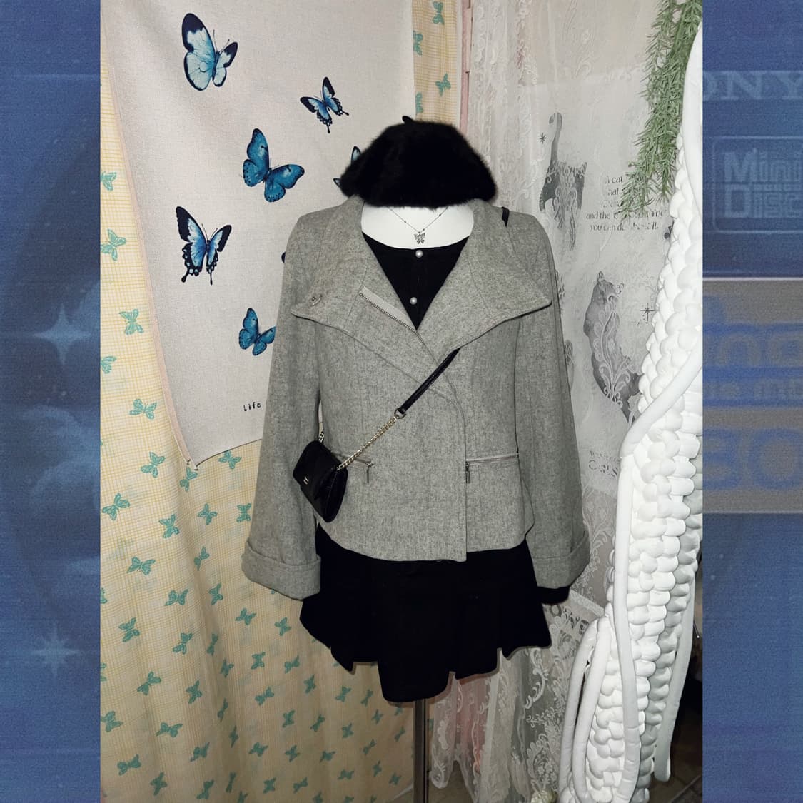 연그레이 울 숏 코트 상품이미지5