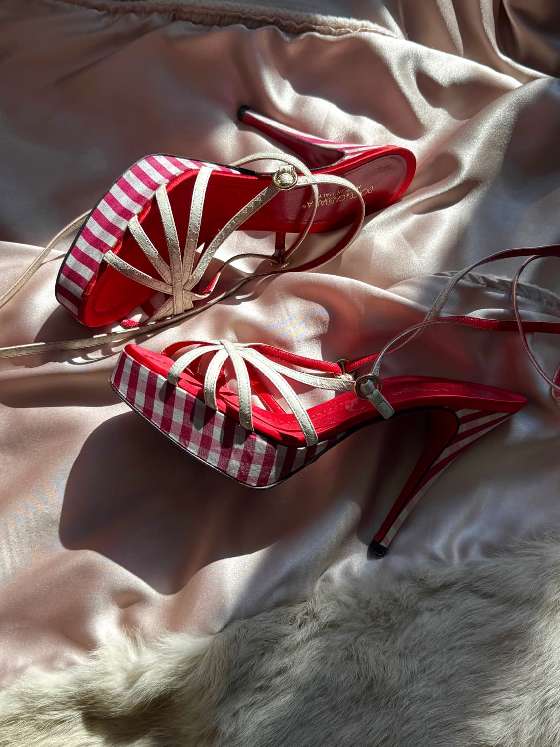 Dolce & Gabbana 스트라이프 스트랩 샌들힐  상품이미지5