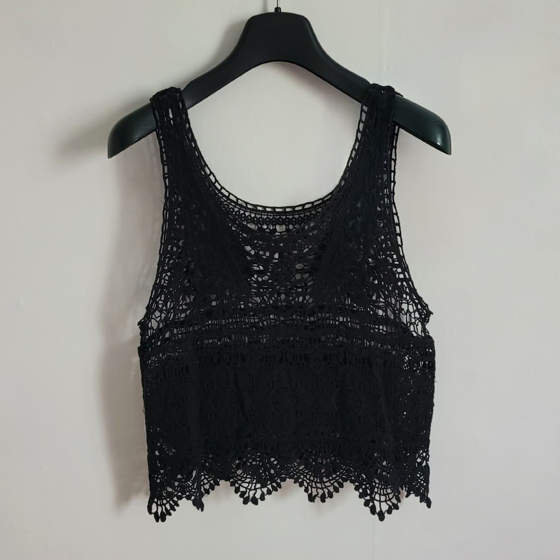 블랙 크로셰 레이어드 슬리브리스 상품이미지2