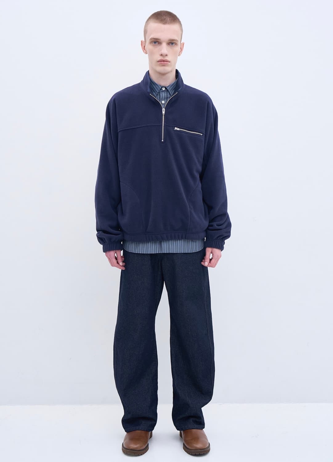 [M] 애프터프레이 트레일 하프 집업 플리스 네이비 상품이미지2