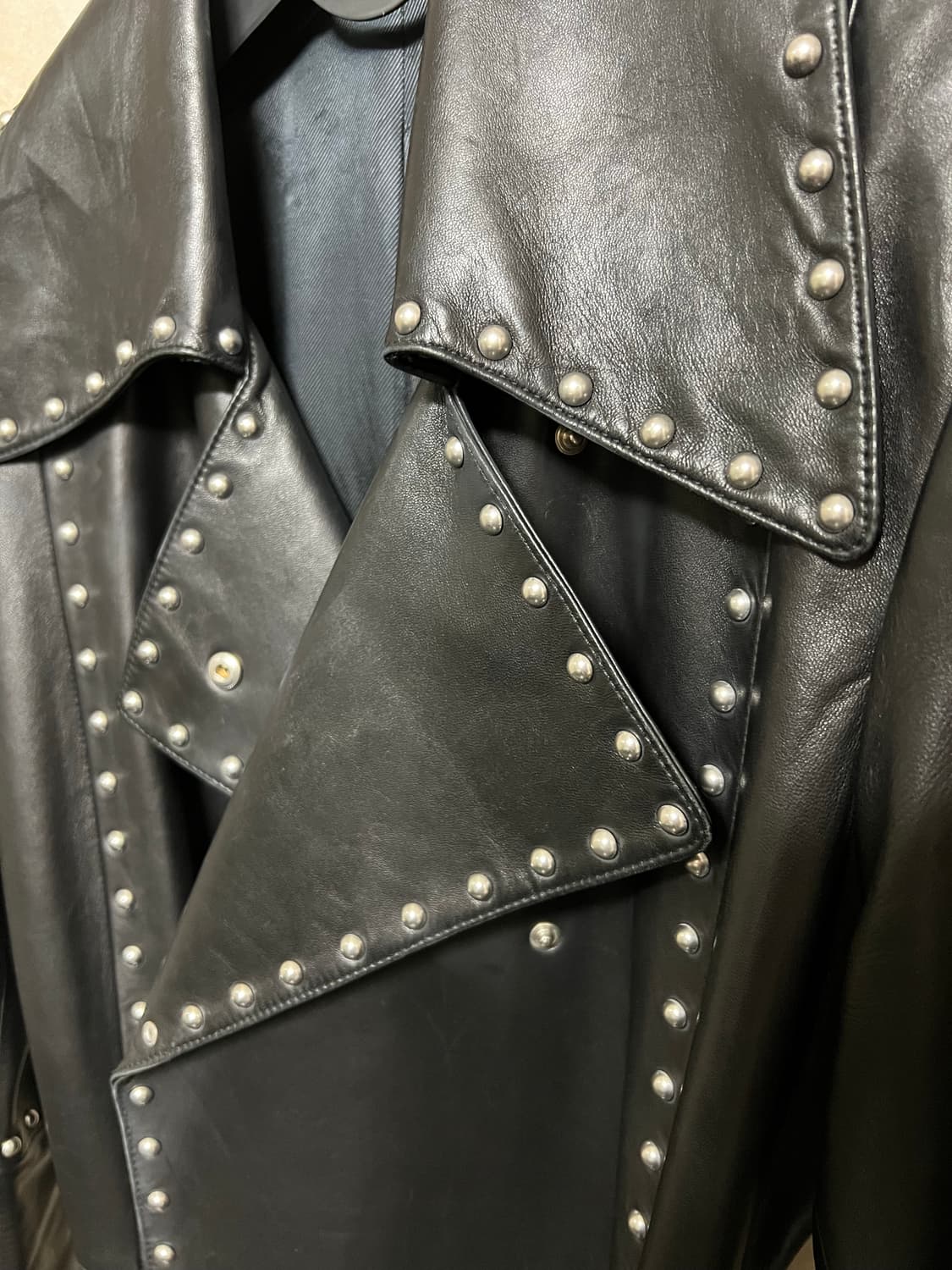 Helmut Lang 헬무트랭 스터드 가죽 트렌치 코트 M 상품이미지3