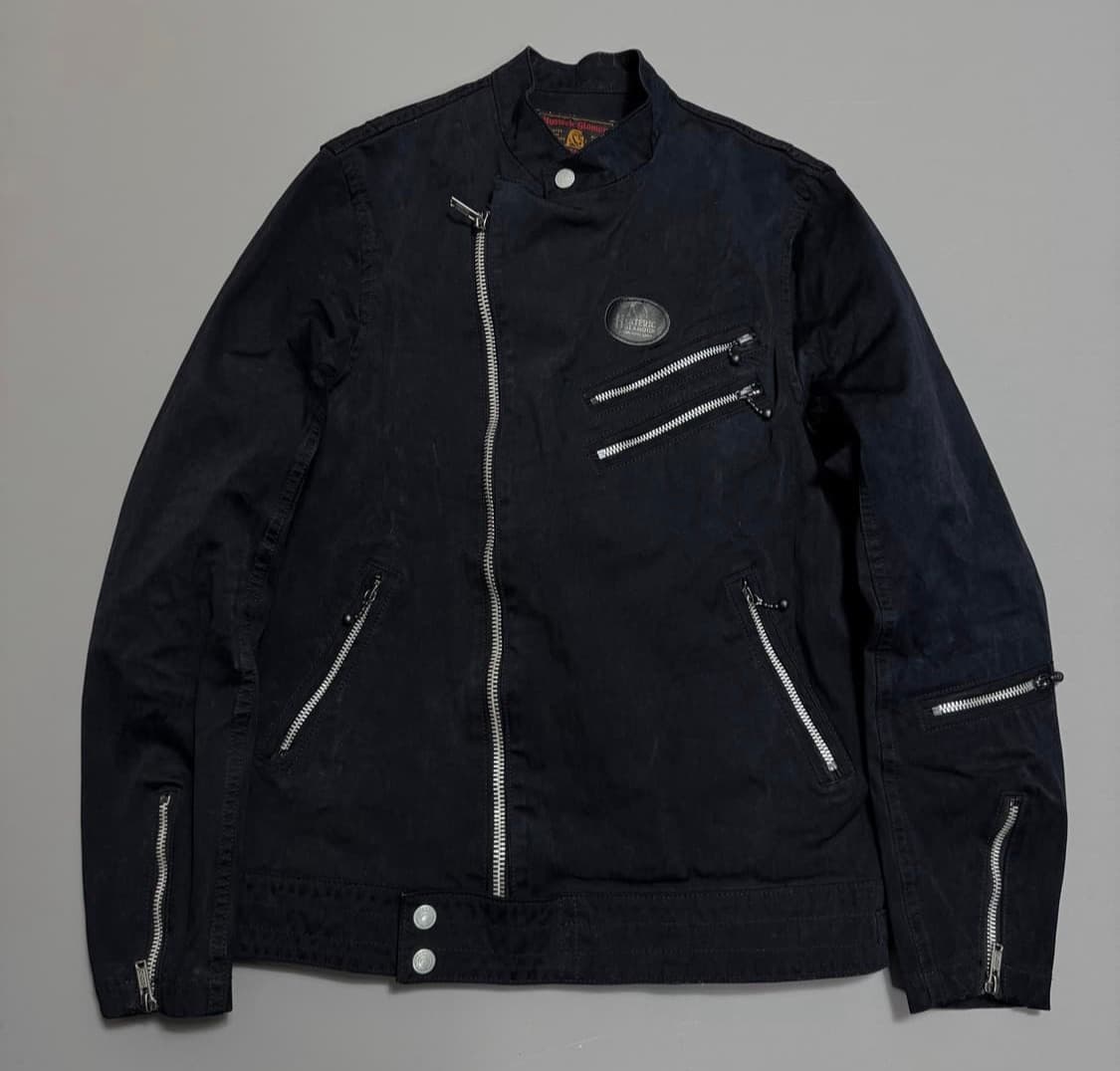 히스테릭글래머 다크네이비컬러 나일론 혼방 코팅 더블 라이더스 자켓 상품이미지1