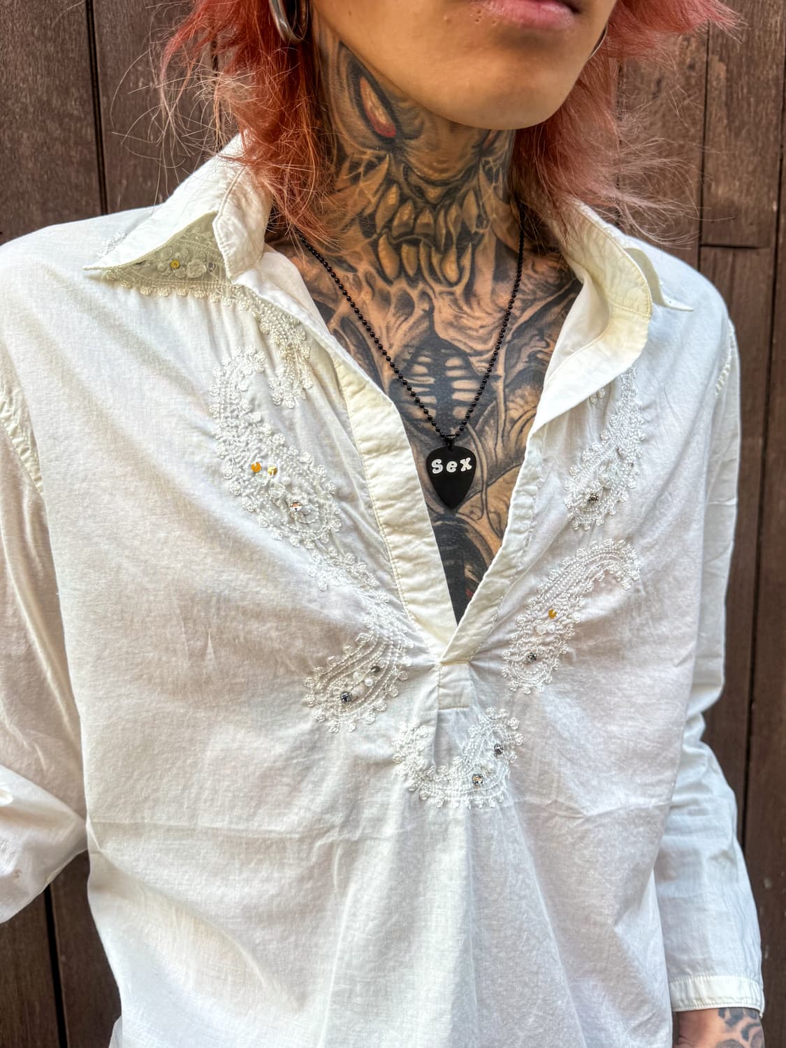Vintage Embroidery Pullover Shirt  상품이미지2